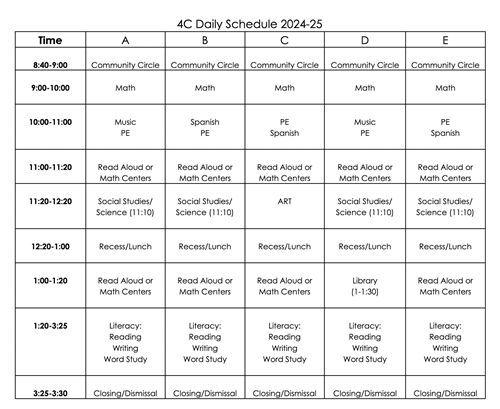 4C Daily Schedule